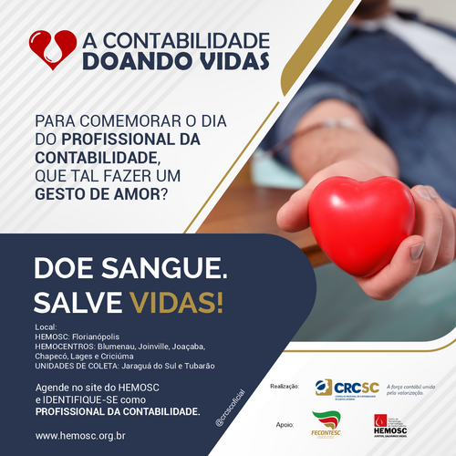 CRCSC lança campanha “A CONTABILIDADE DOANDO VIDAS”