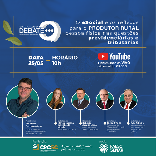 eSocial do Produtor Rural é tema da próxima edição do Câmara Técnica Debate 