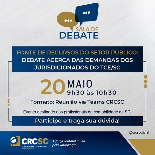 CRCSC lança projeto Sala de Debate para debater assuntos abordados em eventos da área pública