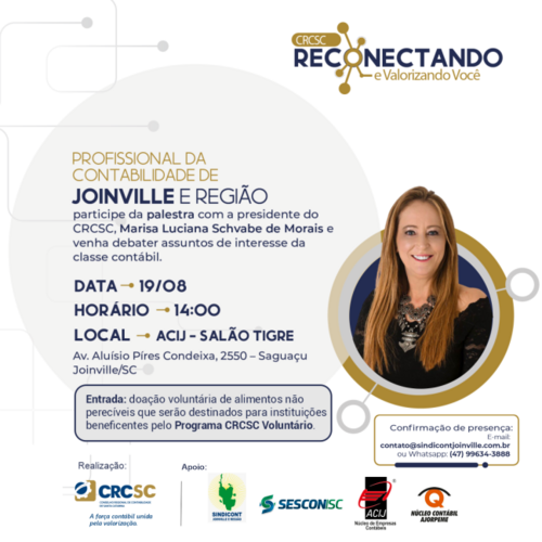 Joinville irá receber o projeto CRCSC Reconectando e Valorizando Você