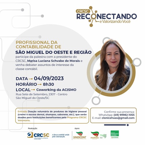 CRCSC promove evento para profissionais da contabilidade em São Miguel do Oeste e Itapiranga