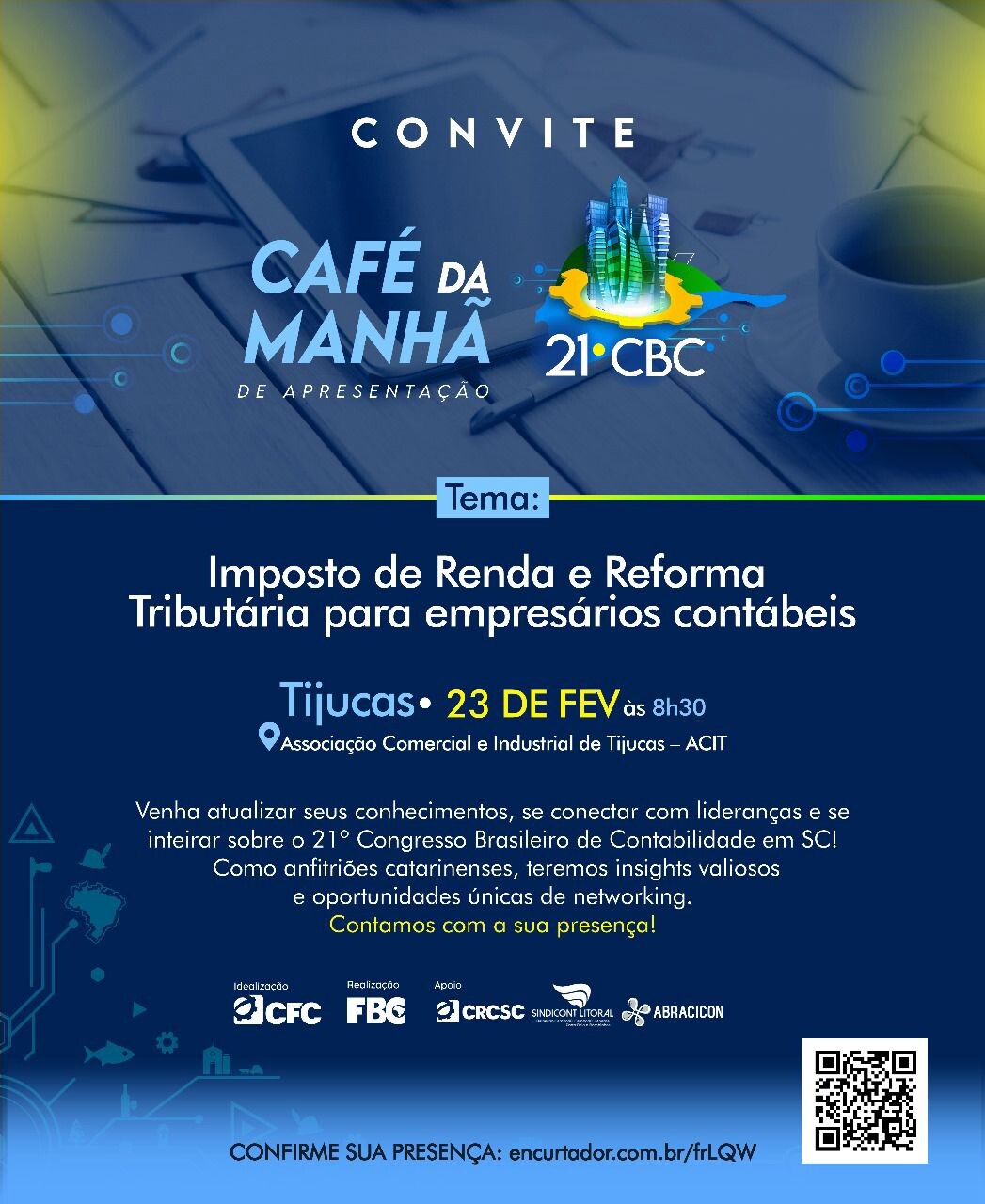 CRCSC promove evento gratuito sobre Imposto de Renda e Reforma Tributária para Empresários Contábeis em Tijucas