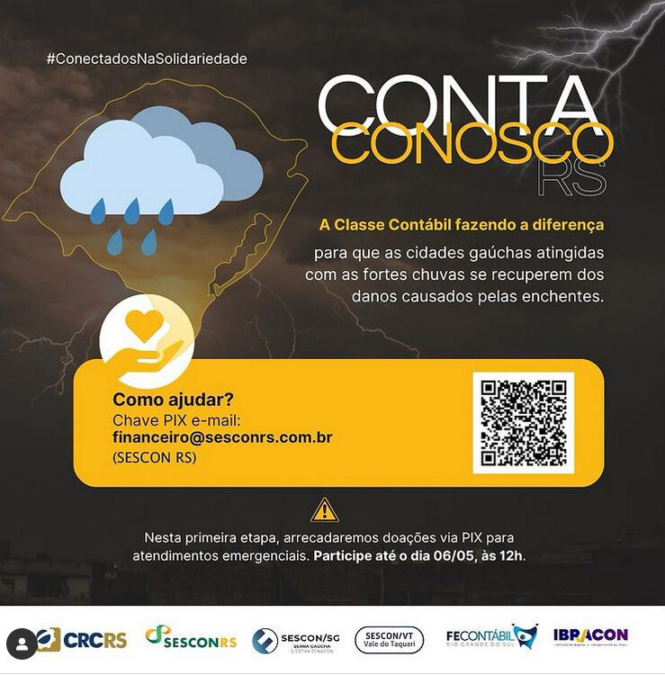 Ação “Conta Conosco RS” une entidades contábeis em apoio às vítimas das chuvas no RS